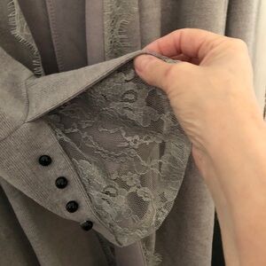 Elegant Gray Lace-Trimmed Women's Jacket